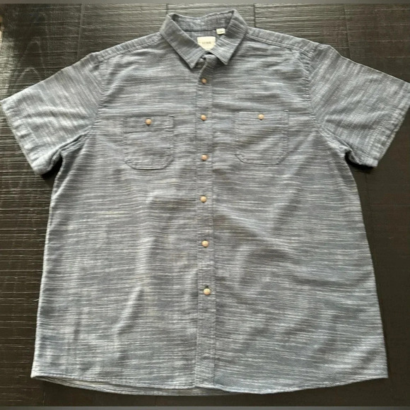 ROWM Men's Short Sleeve Button Down Blue Shirt w/Wheat like Print Size XL - Picture 1 of 4
